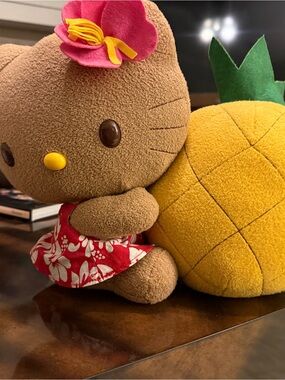 Sanrio Brown Plush with Red Floral Bandana Accent Hello Kitty Hawaii